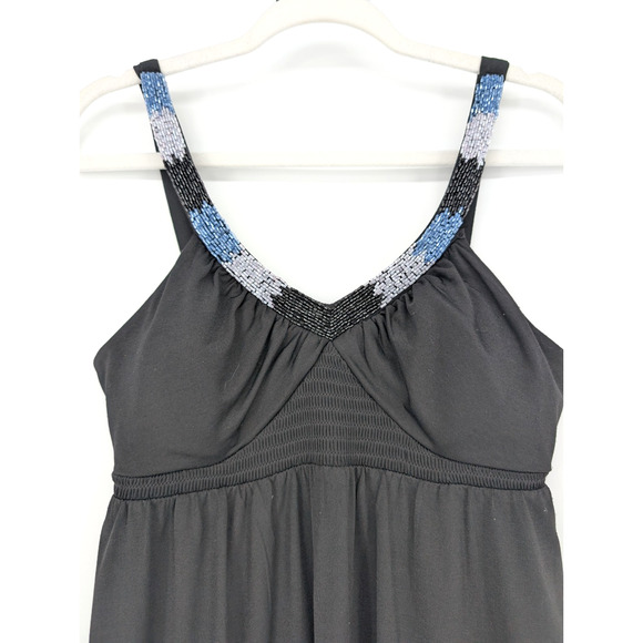 VTG Y2K Candies Black Beaded Neckline Babydoll Baddie Jersey Mini Dress Medium - Picture 3 of 8